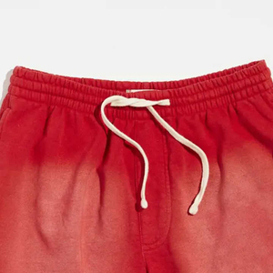 Pantalones Cortos Rojos de Algodón para Hombre, Cintura Media con Cordón Ajustable, Color Sólido, Estilo Casual, Transpirables, Tejido con Acabado Degradado - Product Image 6