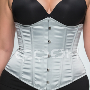 Steel Boned Satin Waist Trainer Corset - High-Quality Mint Green <b>Underbust</b> Bustier Corset | Custom ODM/ODM Fashion Corsets - Product Image 3