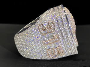 Luxury Men's 925 Sterling Silver Moissanite Diamond Cocktail Hip Hop <b>Iced</b> Out <b>Ring</b> Pave Setting Letter Q Design Everyday Wear - Product Image 2