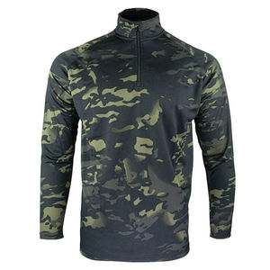 T-shirt tactique unisexe à séchage rapide, camouflage, en toile, avec fermeture éclair 1/4, manches longues, respirant, anti-humidité, pour l'été et les activités de plein air - Product Image 2