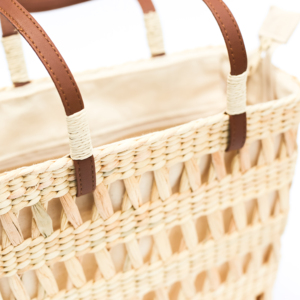 Bolso de Paja Tejido en Forma de Caja Cuadrada con Cierre de Cremallera, Dos Correas, Ecológico, Ligero, para Vacaciones y Uso Diario - Product Image 4