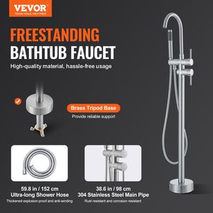 Rubinetto per vasca da bagno a pavimento, miscelatore doccia con rubinetto girevole a 360 gradi, rubinetti per vasca e doccia - Product Image 2