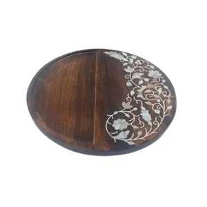 Plateau à chocolat marocain fait main avec incrustation de nacre, plateau de service en bois pour fruits secs, plateau de rangement, décoration d'intérieur, plateau cadeau décoratif - Product Image 5