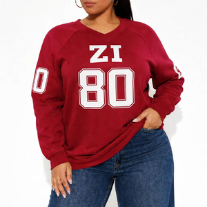 Sweat-shirt Athlétique Rétro USA à Col en V et Manches Raglan pour Femme, avec Impression Numérique OEM, Vente en Gros - Product Image 1