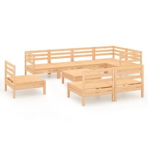 Set da esterno in legno di pino massiccio da 9 pezzi Set da salotto Premium - Product Image 2