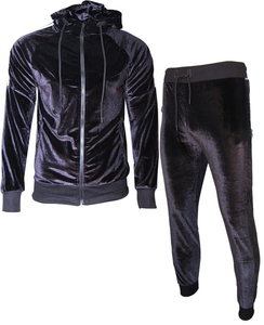 Vente en gros usine – Survêtements en velours personnalisés, unis, épais, écologiques, 100 % coton, ensemble 2 pièces pour hommes, tenues de sport d'hiver - Product Image 1
