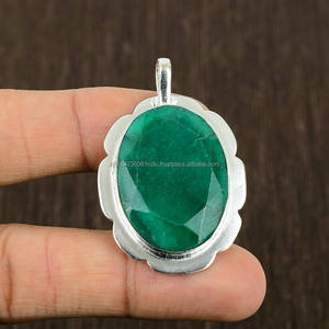 925 pendentif en argent Sterling pierre précieuse pendentif fait main cadeau de demoiselle d'honneur pendentif émeraude naturelle bijoux en argent - Product Image 6