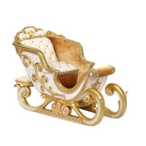 รถเลื่อนซานต้าไม้สุดหรู ปรับแต่งได้ สีครีมทอง คลาสสิก ของตกแต่งโต๊ะคริสต์มาสสำหรับบ้าน มีหลายแบบให้เลือก - Product Image 6