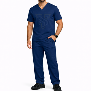 Men <b>Scrub</b> Set Spandex Twill Knitted Hospital <b>Uniform</b> Pants with Logo Back Design and Seamless Fusing - Product Image 2