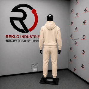 Conjunto Deportivo Personalizado Color Beige para Hombre, Sudadera con Cremallera Completa y Pantalones Anchos con Logotipo Gráfico, Ropa Deportiva Casual de Calle, Venta al Por Mayor - Product Image 4