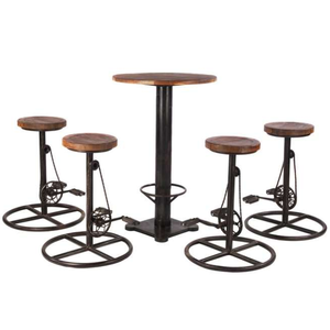 Stylish Modern <b>Round</b> High <b>Bar</b> Coffee <b>Table</b> with Strong Iron Frame for <b>Bar</b> Cafe and Dining Spaces - Product Image 2