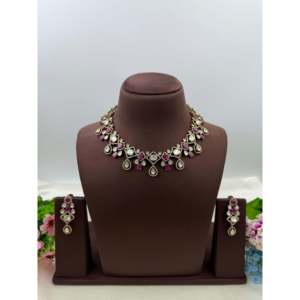 <b>Indian</b> Ethnic Mahira Premium Victorian Gold Plated Bridal <b>Necklace</b> <b>Set</b> for Ladies - Product Image 4