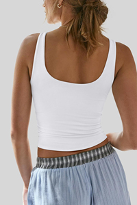 เสื้อกล้ามผู้หญิง แฟชั่นแบบมีซับในสองชั้น คอวี ทรงครอป สไตล์ลำลองสำหรับฤดูร้อน เหมาะสำหรับออกกำลังกายและใส่ออกไปข้างนอก - Product Image 4