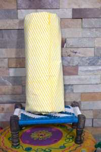 Main Bloc Imprimé Organique Écologique Coton Tissu Jaune Stripe Design pour Chemises Rideaux Coussins Filles - Product Image 3