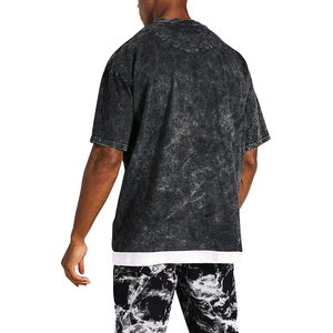 T-shirts Streetwear Oversize Hip Hop 100% Coton pour Hommes, Lavage Acide, Vente en Gros, Tenue Décontractée, Manches Courtes, OEM, Respirant, Séchage Rapide - Product Image 2