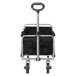 Carrello da Giardino Pieghevole Piatto in Tessuto Oxford 600D, Capacità 100kg, 74.5*45.5*84cm, Telaio Argento, per Campeggio - Product Image 3