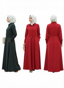 Vestido Largo Modesto para Mujer, Manga Larga, con Cinturón, Estilo Islámico, Casual, Cómodo - Product Image 6
