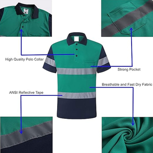 Camisetas Polo de Alta Visibilidad para Hombre, Reflectantes, Transpirables, para Trabajo en Exteriores, Camiseta de Seguridad, Camiseta Protectora para Trabajadores - Product Image 4