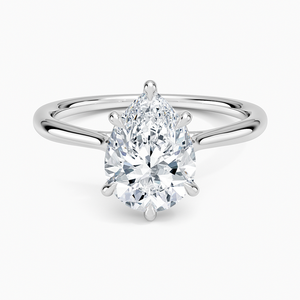 Anillo de compromiso de moissanita de 2 quilates con corte de pera, anillo nupcial solitario con diseño de tallo dividido esculpido - Product Image 3