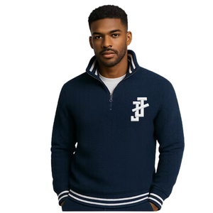 Suéter de Forro Polar Sherpa para Hombre, con Cierre de Cremallera, Bordado, Informal, Cálido, de Manga Larga, para Invierno, Uso Diario al Aire Libre - Product Image 1