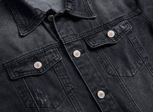 Veste en jean surdimensionnée à délavage léger, coupe régulière, avec patchs en chenille personnalisés, séchage rapide, vente en gros - Product Image 2