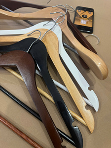 Vietchoice Wooden Garment <b>Hangers</b> Single Tier Iron Hook Eco-Friendly Durable Multifunction Minimalist Design Clothing Store - Product Image 2