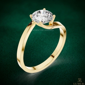 Elegante Anillo Solitario de Oro Amarillo de 9KT, 10KT, 14KT, 18KT con Diamante de Laboratorio IGI, Corte Redondo, Joyería de Boda para Mujer - Product Image 4