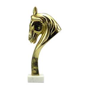 Jaffs Exports 36cm H X 8cm W X 16.5cm L Golden Aluminium Horse Head Sculpture Artistic Figurine Handmade Contemporary Tabletop - Product Image 1