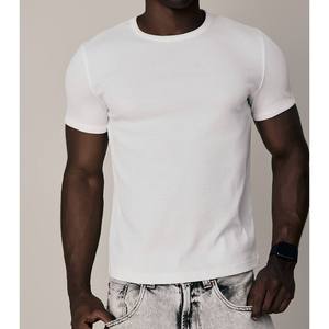 T-shirt blanc à col rond et manches courtes pour homme, en coton tricoté surdimensionné, style streetwear, personnalisable, séchage rapide, décontracté, respirant, coupe classique - Product Image 5