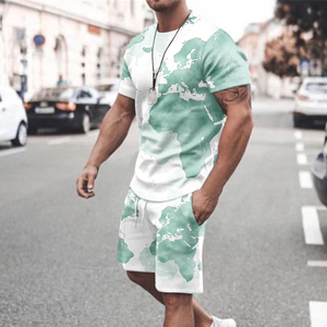 ชุดกีฬาลำลองวินเทจสำหรับผู้ชาย เสื้อยืดแขนสั้นและกางเกงขาสั้นแบบรักษ์โลกสำหรับฤดูร้อน เสื้อผ้าสบายๆสำหรับนักเรียน - Product Image 5