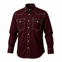 Camisa de Trabajo Personalizada para Hombre, Resistente al Fuego, Color Morado, Estilo Western, Transpirable, de Algodón, con Dos Bolsillos en el Pecho, Manga Larga