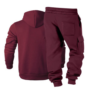 100% New Cotton Fleece Heavyweight Tracksuit <b>Set</b> Unisex Winter Solid Pattern 2 Piece Sports Outfit Wear Cheap Tracksuit Men - Product Image 2