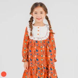 Robe pour filles de style coréen OZKIZ, 2-6 ans, printemps/automne, mode enfant, tissu en mousseline avec décoration à volants, vente en gros - Product Image 1
