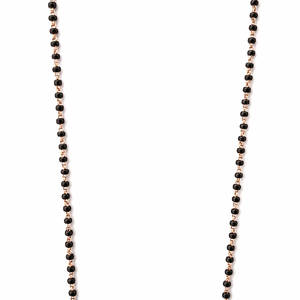 Collar Mangalsutra con Motivo de Hoja de Oro Rosa de 18K con Detalles de Diamantes, Cuentas Negras, Alto Brillo, Regalo de Boda para Mujer, Joyería Fina - Product Image 3
