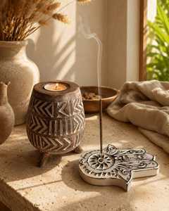 Quemador de Incienso de Madera Estilo Europeo Hecho a Mano con Base de Metal Dorado, Difusor Aromático para Uso en Todas las Estaciones, Diseños Personalizables - Product Image 6