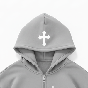 Custom Men's Zipper Hoodie Sweatshirt Front Printed Logo Cotton Oversized Loose Fit Casual Streetwear <b>Jacket</b> - Product Image 2