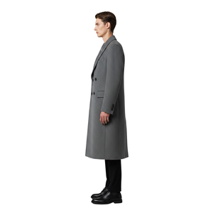 Men's Double Breasted Wool <b>Overcoat</b> Long Winter Coat Turn-Down Collar Slim Fit Outdoor Outerwear. - Product Image 2