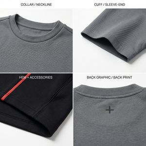 Camiseta Asimétrica Personalizable para Hombre, Estilo Techwear, Tejido Grueso, Mezcla de Algodón y Lana Merino, Hombros Caídos, Bloques de Color, OEM - Product Image 4