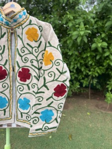 Premium Handmade Knitted Floral <b>Velvet</b> Embroidered Cotton <b>Jacket</b> <b>for</b> <b>Women</b> | Artisan Designer Boutique Autumn/Winter - Product Image 4