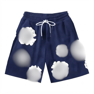 Shorts de survêtement décontractés pour hommes, 100 % coton épais, style streetwear, avec impression en relief, taille mi-élastique, collection tendance - Product Image 3