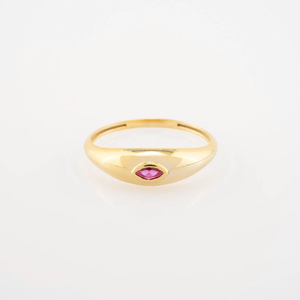 แหวนตราประทับทรงโดมประดับเพชรทรงมาร์คีส์ ชุบทองบนเงินแท้ พร้อมขอบประดับเพชร แหวนแต่งงานหรูหราสำหรับผู้หญิง น้ำหนัก 4.50 กรัม แหวนของขวัญสำหรับทุกเพศ - Product Image 3