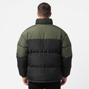 Veste matelassée d'hiver pour homme, coupe-vent en polyester, col montant, blocs de couleur, coupe régulière, décontractée, pour l'extérieur - Product Image 2