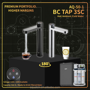 Dispensador de agua fría y caliente AQUATEK BC TAP 3SC de acero inoxidable 316L, comercial, ecológico, sistema de ósmosis inversa AQ-50-1, para instalar bajo el fregadero. - Product Image 1