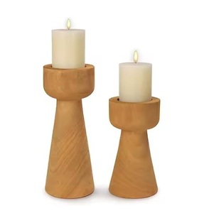 Portavelas de Madera Hecho a Mano, Estilo Rústico, Decorativo para el Hogar, Decoración de Mesa, Pilares Naturales Sostenibles - Product Image 2