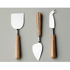 Juego de 3 cuchillos para queso con mangos de resina en zigzag blanco y negro, cuchillas de acero inoxidable 18/8, aptos para lavavajillas, tenedor de mesa con punta. - Product Image 6