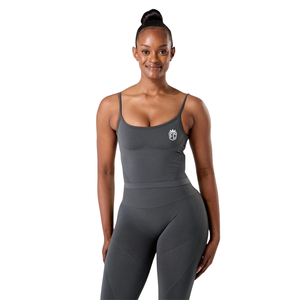 Womens Seamless Support Tank Graphite <b>Built</b> <b>In</b> <b>Bra</b> Low Impact Stretch Fit Yoga Gym Training Activewear <b>Top</b> - Product Image 1