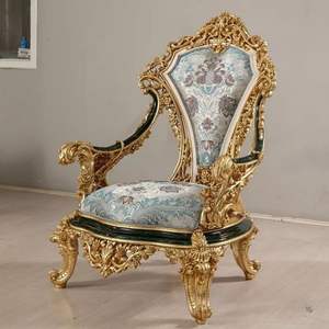 Table basse et canapé-lit Emma de luxe en bois d'acajou sculpté, style européen, finition dorée, en forme de L, avec éponge, pour salon - Product Image 4