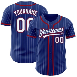 Maillot de baseball authentique OMMIZ INDUSTRY personnalisé, blanc à fines rayures rouges, le plus vendu en gros - Product Image 1