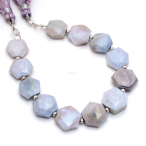 Cuentas de ópalo azul Owyhee natural, facetada forma hexagonal, 6 pulgadas, 13x12 a 14x12 MM, hebra de piedras preciosas para la fabricación de joyas - Product Image 3
