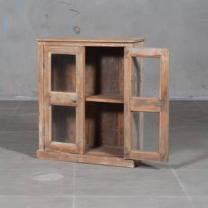 Vitrina de Madera Rústica con Vidrio, Colección Gemini, Estilo Vintage, Arte del Himalaya - Product Image 2